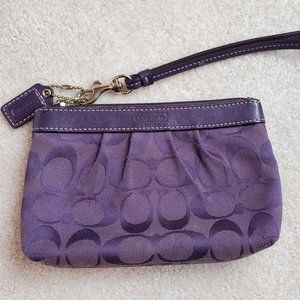 Coach Signature Canvas Wristlet Purple